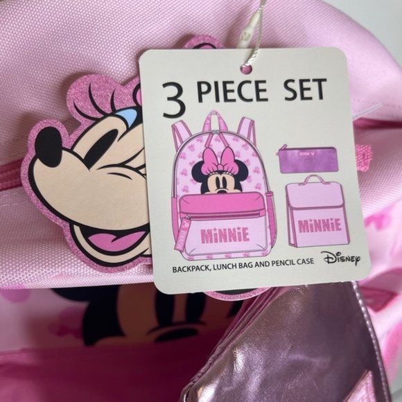 Disney x Primark 16” Minnie Mouse 3 piece Backpack Lunch bag Pencil case Set - Picture 3 of 5